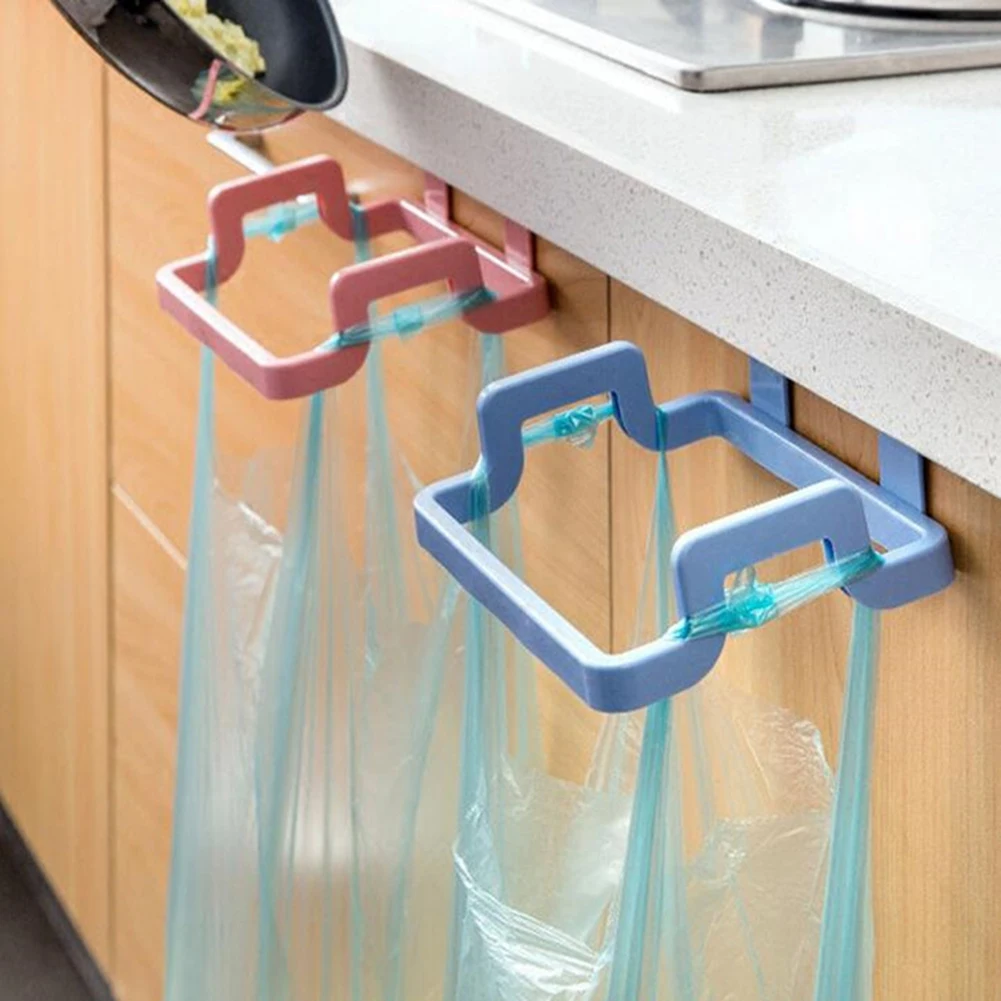 

1pc Rubbish Bag Holder Practical Kitchen Trash Garbage Bag Holder Cabinets Towel Rack Organizer Storage Garbage Square Hanging