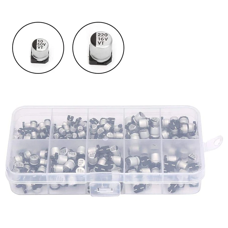 

200Pcs 10-50V Capacitor Assorted Kit with Box Electrolytic 1UF 50V - 470UF 10V