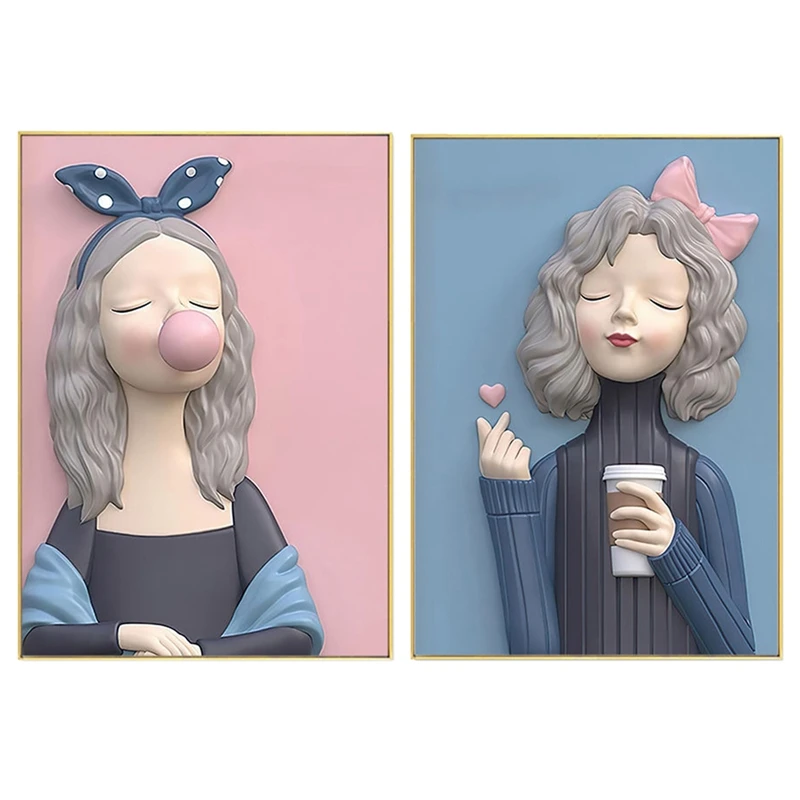 

Nordic Ins Creative 3D Mural Resin Bubble Girl Wall Hanging Decoration Modern Art Living Room Girl Bedroom Decor