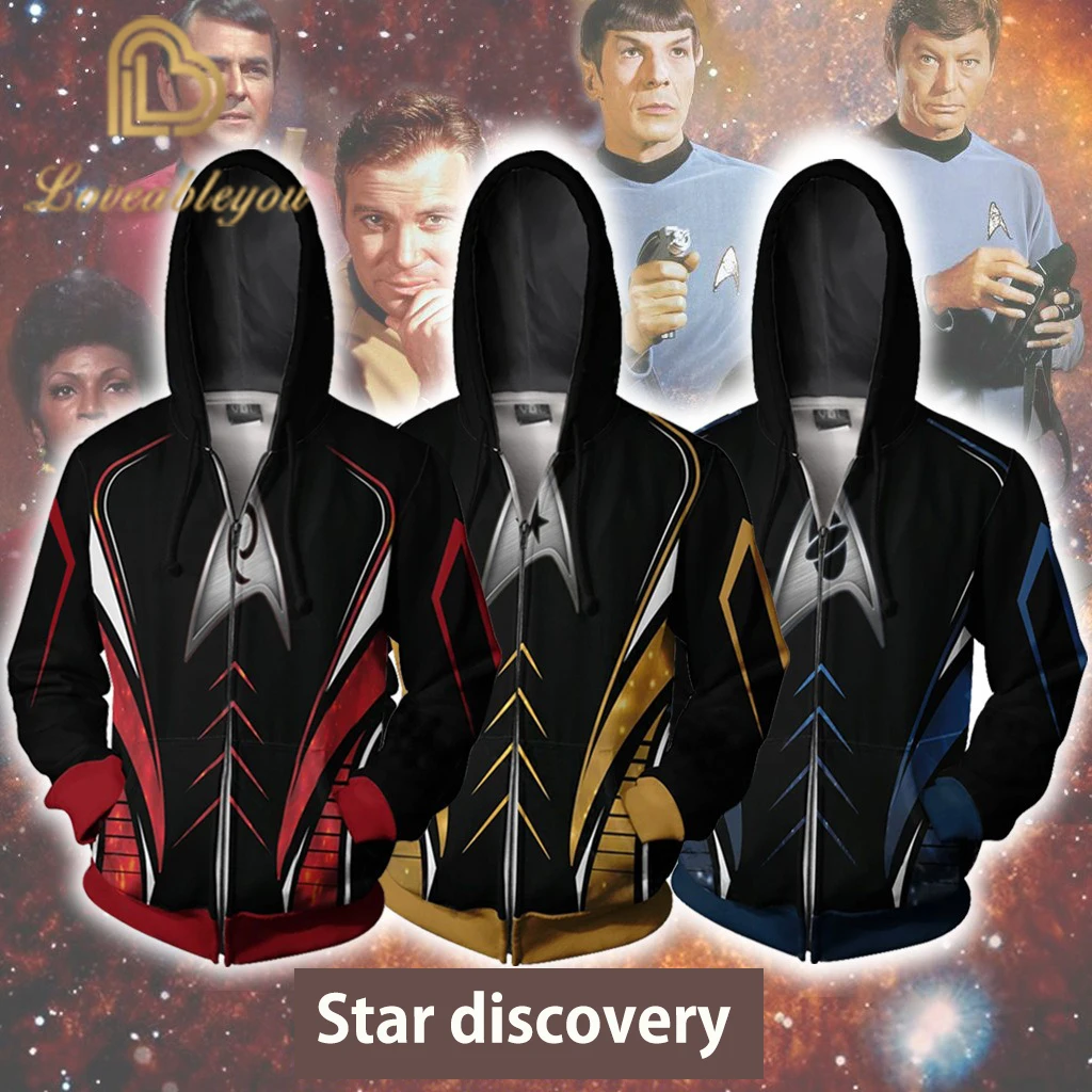 

Movie Star Discovery Cosplay Zipper Hoodies Universe Trek Coat 3D Print Unisex Jacket Sweatshirt Plus Size S-5XL