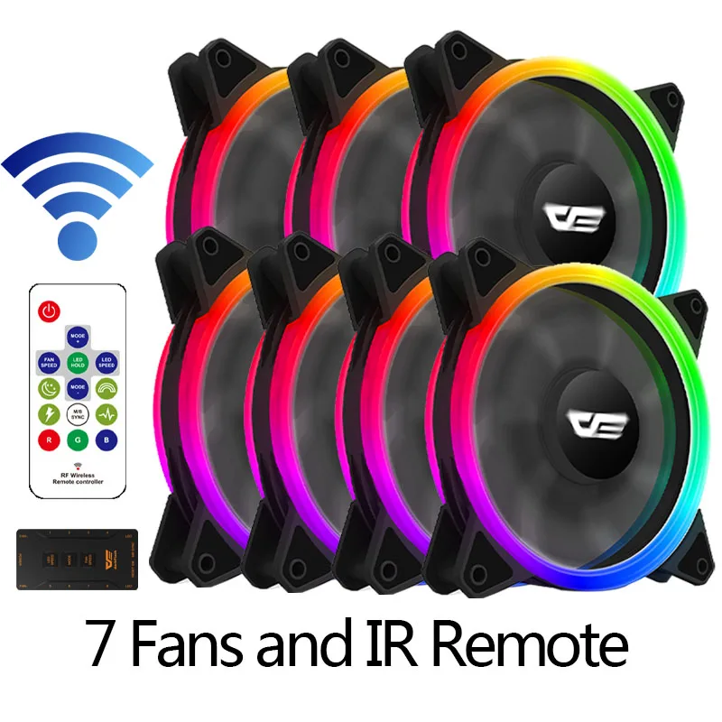 7fans in 1 Aigo кулер DR12Pro куллер радиатор ПК кулер RGB120 мм вентилятор регулировка скорости светодиодный для пк вентилятор тихий AURA синхронизация Cpu кулер для корпуса охлаждения Компьютерный Вентилятор для компьютера - Цвет лезвия: 7fans in 1