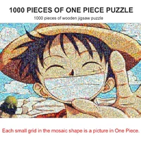mosaic monkey d luffy smiling face jigsaw puzzle wooden 1000pcs cartoon anime one piece creative adult antistress kids gift toys