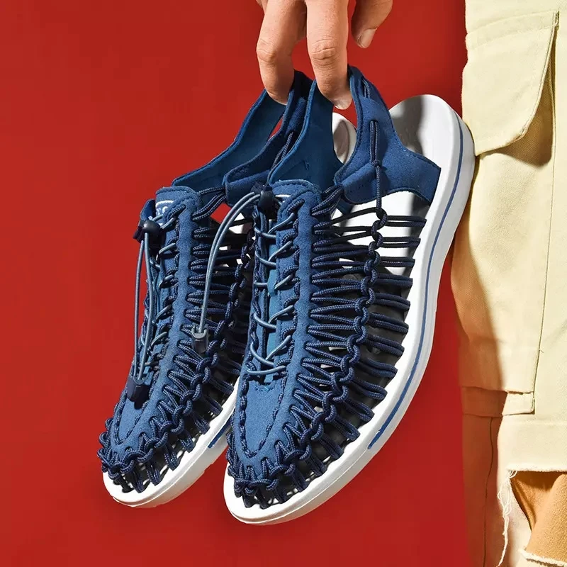

Popular High-end Hand-woven Sandals For Men Sports Beach Shoes Outdoor Comfortable High-elastic Men Sandals Zapatillas Hombre