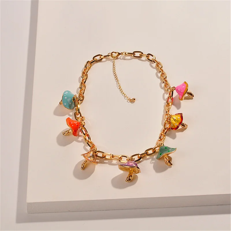

Mushroom Pendent Necklace For Women Chain Necklace Women's Accessories Colorful Mushroom Fashion Jewelry Gift Hot Sale Trendy