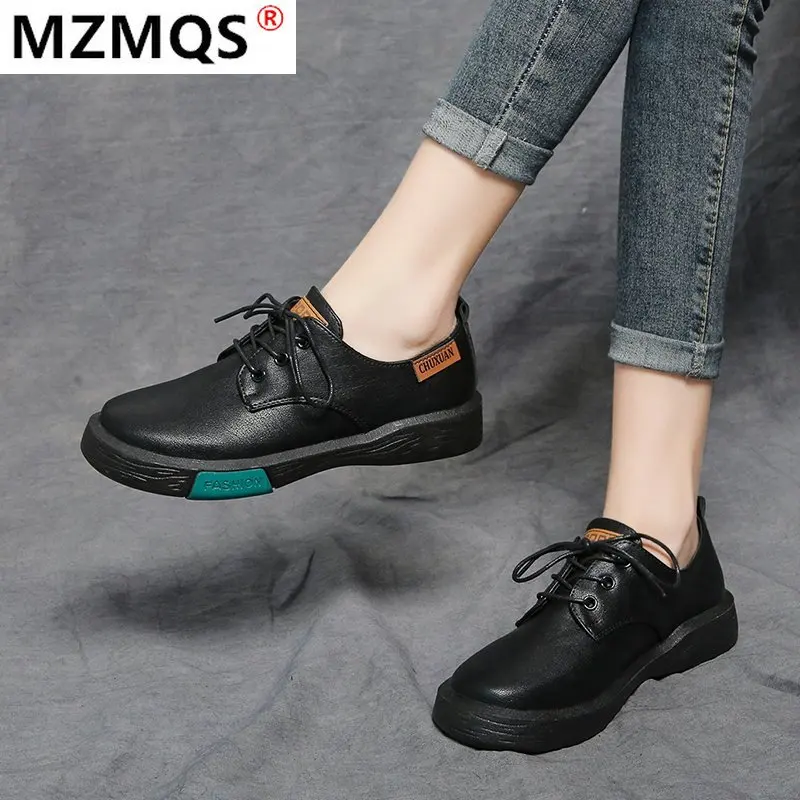 

2021 Solid Color Comfortable Women Casual Shoes Fashion Lace Spring Women Sneakers Round Head Platform Vulcanized Women Shoes