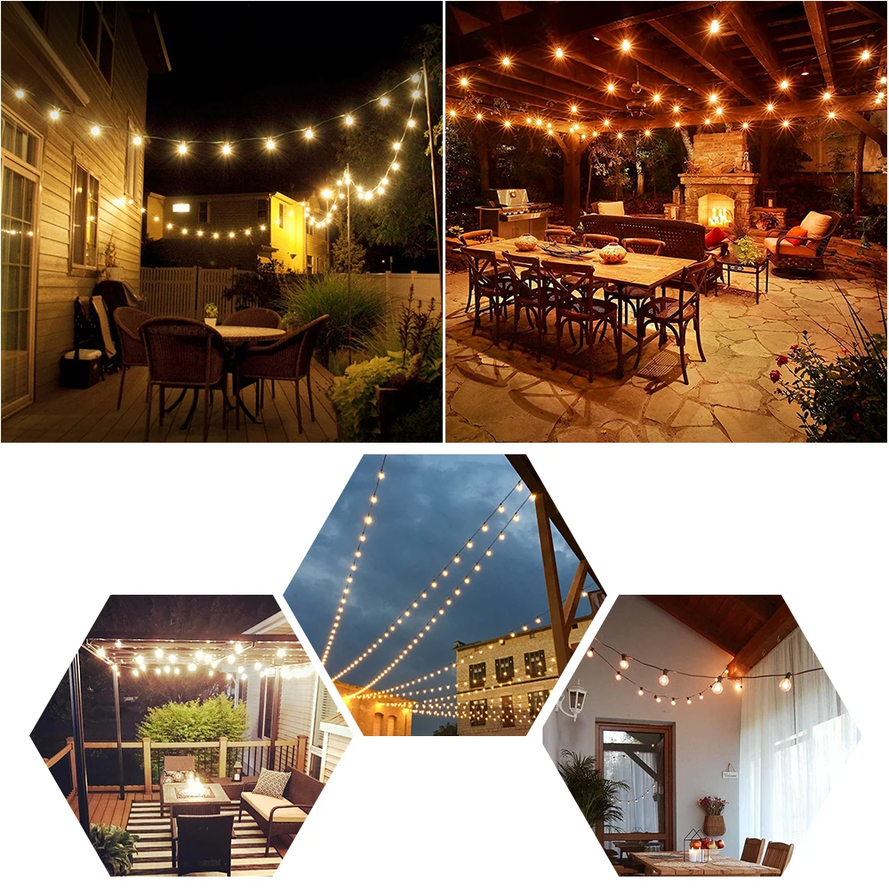 3.5M G40 Globe Bulb Christmas Lights Outdoor With 12 Clear Ball Garland Light Fairy Wedding Birthday Decoration Light