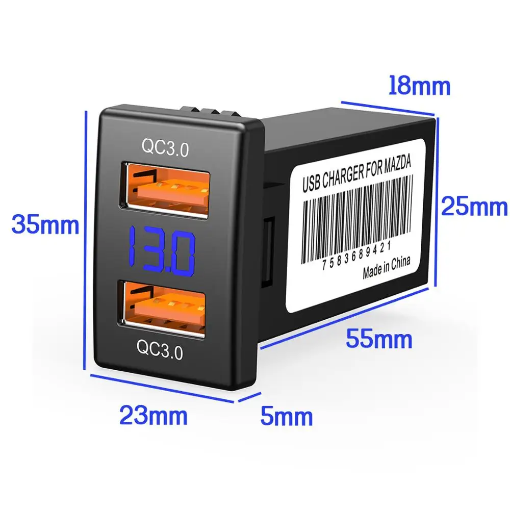 Автомобильное зарядное устройство с двумя Usb портами 12 В для Mazda|Кабели адаптеры и