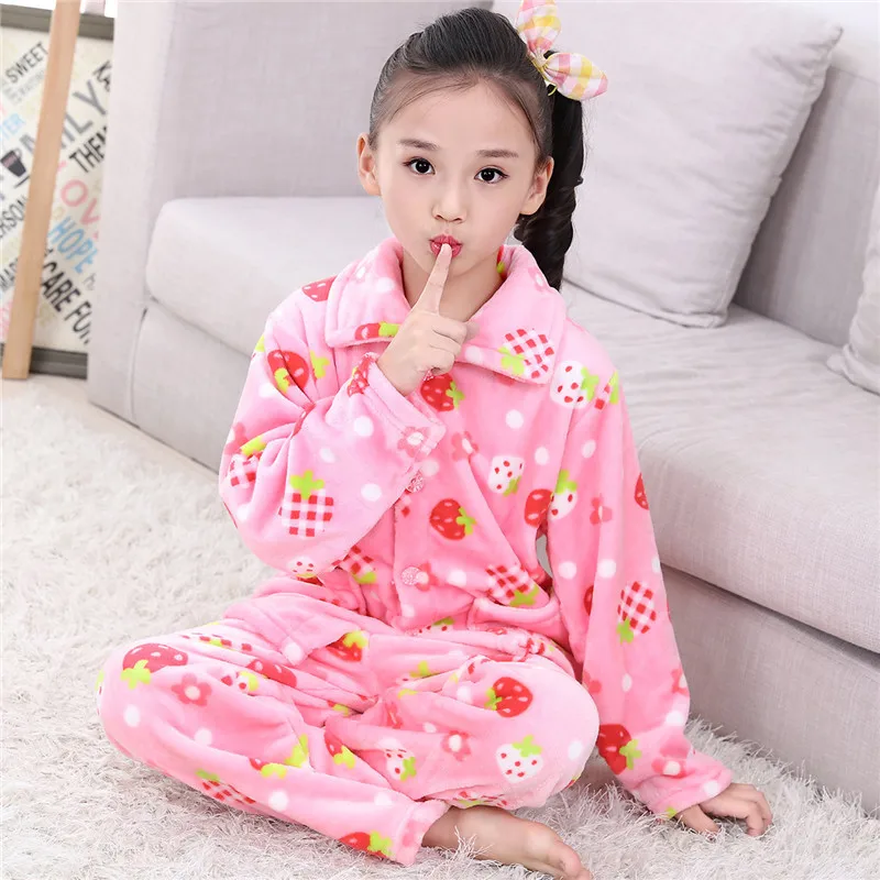 Kids Pajamas Одежда для девочек и мальчиков; сезон осень-зима; фланелевые пижамы для девочек; детские пижамы; одежда для сна для мальчиков; одежда для сна из кораллового флиса; комплект домашней одежды - Цвет: Kids Pajamas