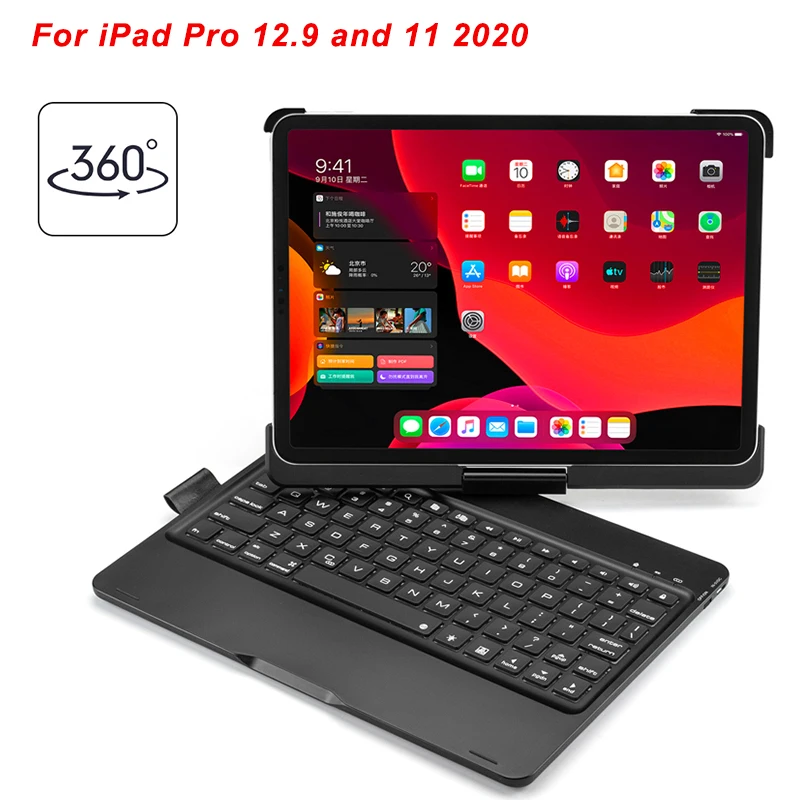 Для iPad Pro 12 9 2020 Bluetooth клавиатура чехол 7 цветов с подсветкой планшет 360 °