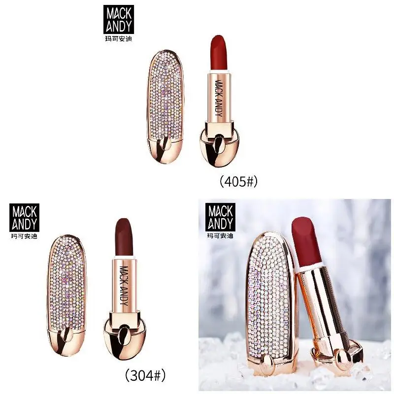 1 Pcs Matte Lipstick Waterproof Long Lasting Moisturizing with Shining Case 998 |