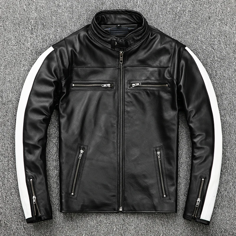 2020 Черная Мужская облегающая кожаная гоночная куртка размера плюс XXXXL из