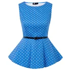 Пикантные рубашки с вырезом лодочкой и баской; Элегантные женские вечерние повседневные блузки без рукавов