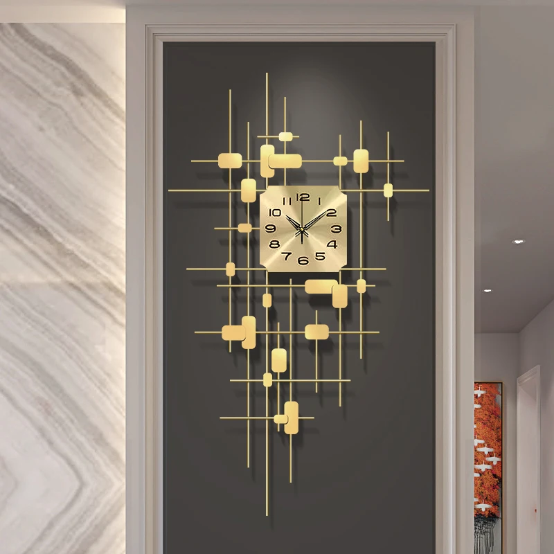 Luxury Wrought Iron Wall Clocks Hanging Ornaments Crafts Home Room Metal Clock Mural Decoration 3D Sticker | Дом и сад