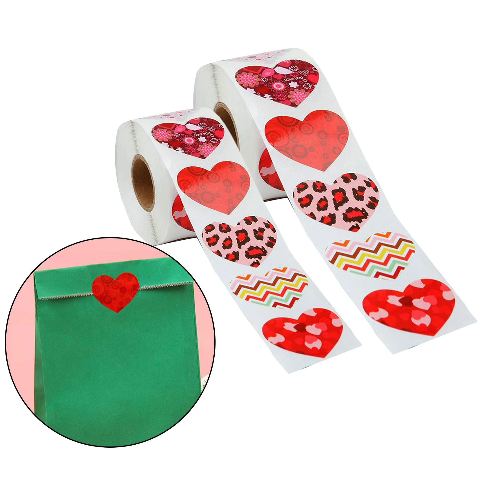 

500x Handmade Heart Shaped Stickers Adhesive Scrapbooking Seals Labels Party