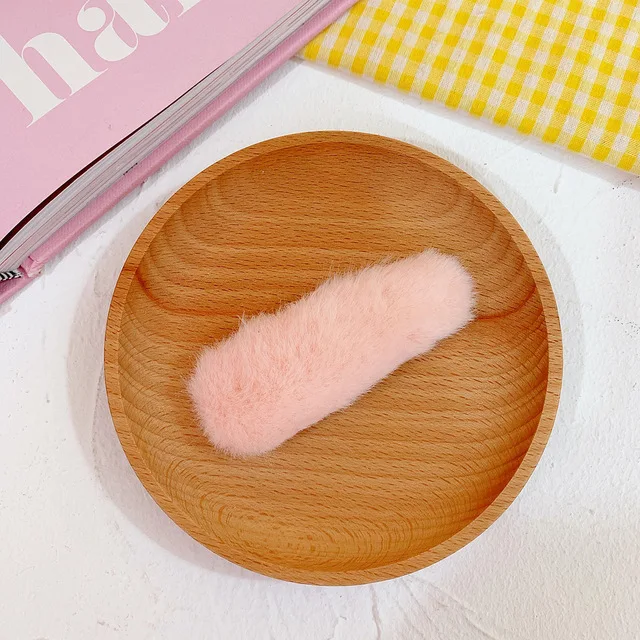 B-Light pink Милые заколки для волос из кроличьего меха, заколки для волос, детские заколки для волос, овальные Четырехсторонние заколки для волос для девочек, заколки для волос, головные уборы - Цвет: B-Light pink