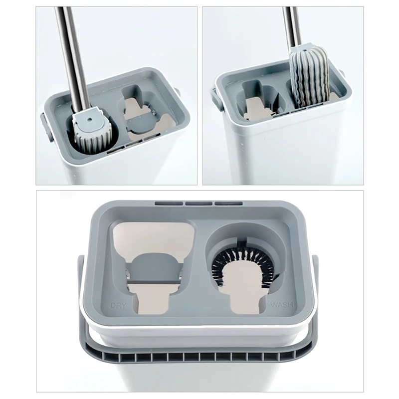 

Shebaking Super Absorbent Nano Sponge Mop With Bucket Hand Free Lazy Floor Mop Household Cleaning Tool