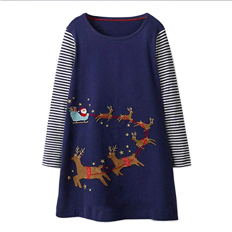 VIKITA Brand Baby Girls Christmas Clothes Autumn Winter Dresses Long Sleeve Kids Cartoon Costumes Children Clothing | Детская одежда и