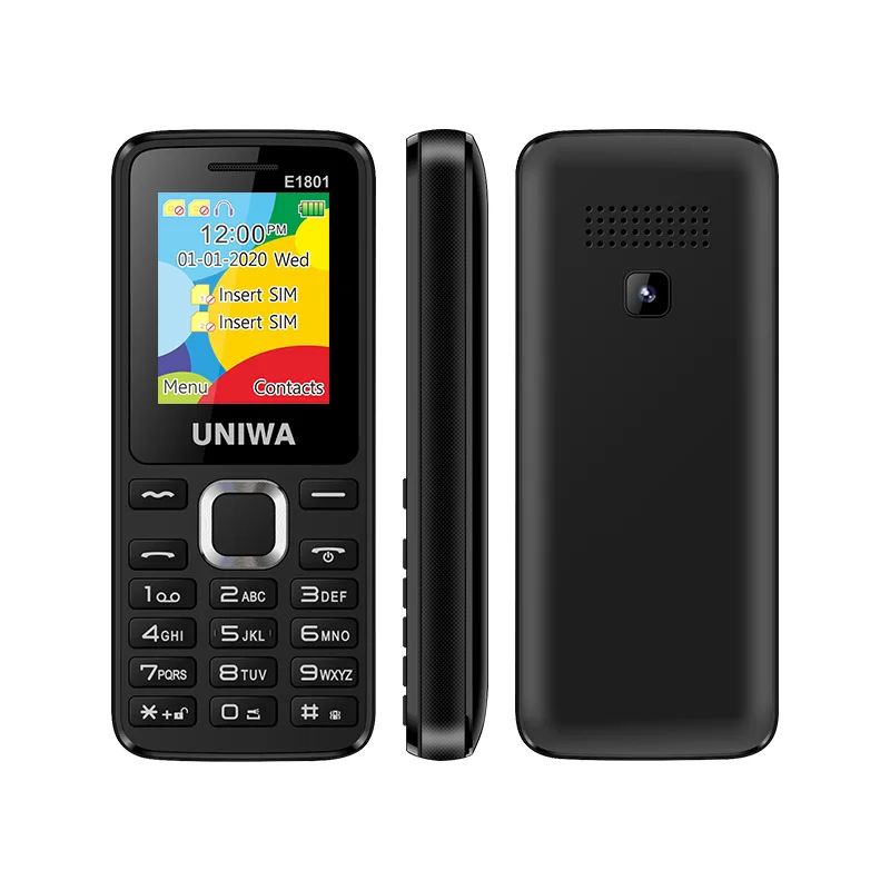 uniwa e1801 2g gsm bar feature mobile phone dual sim cellphone for elder wireless fm radio support tf expansion vibrator free global shipping