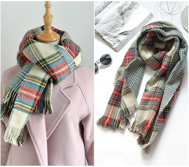 Корейская версия восточные ворота утолщает двусторонний клетчатый шарф из леса.