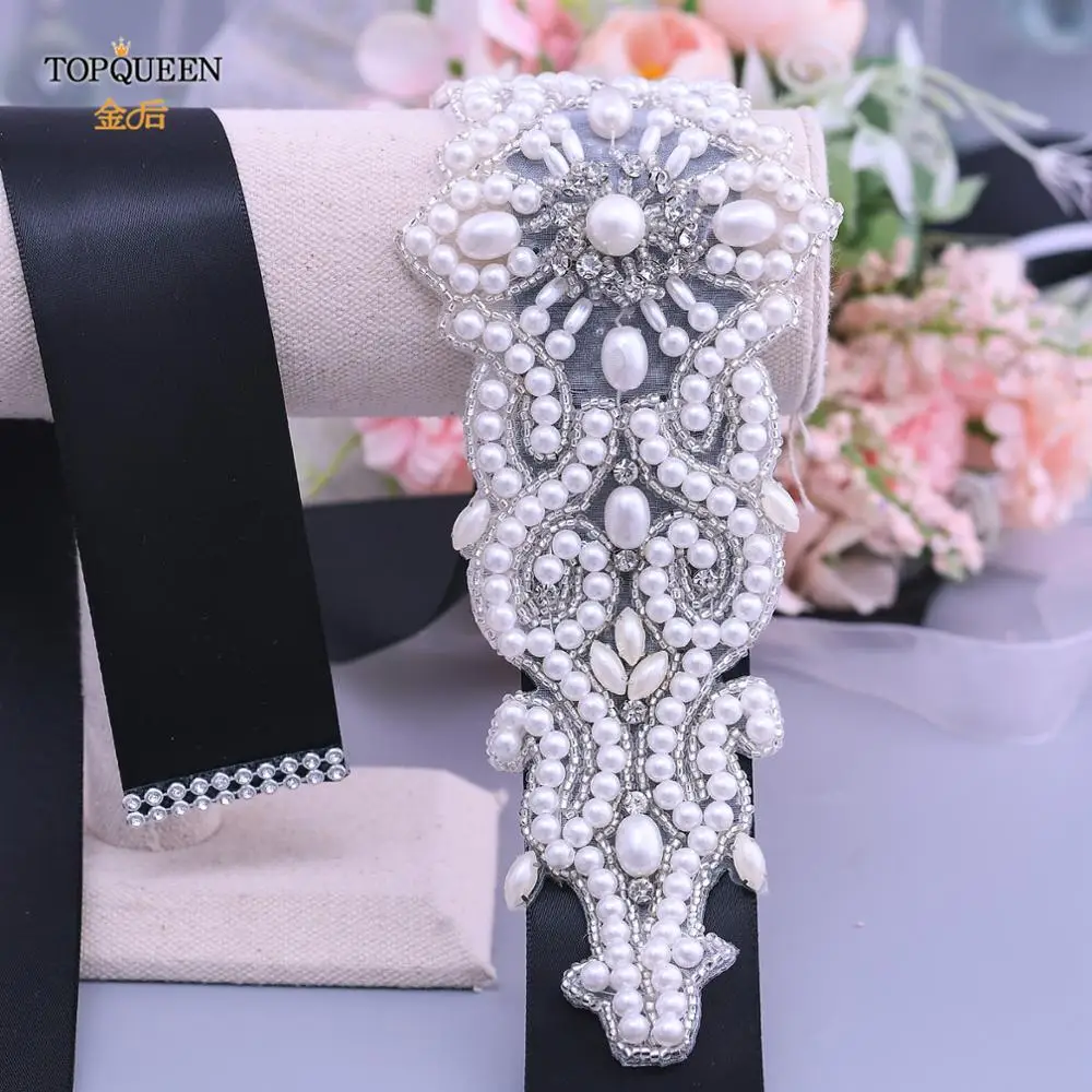 

TOPQUEEN S26A Bridal Pearl Belt Wedding Belt for Bride Dress White Belts for Women Dress Bridesmaid Belts Wedding Accessory