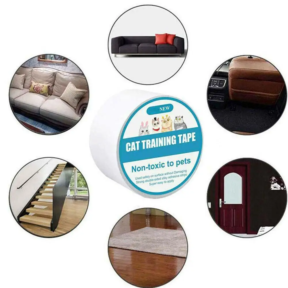 

Safe Cat Scratch Deterrent Tape Anti-scratch Double Sided Couch Door Protector Furniture Pet For Carpet Training Sofa D4D9
