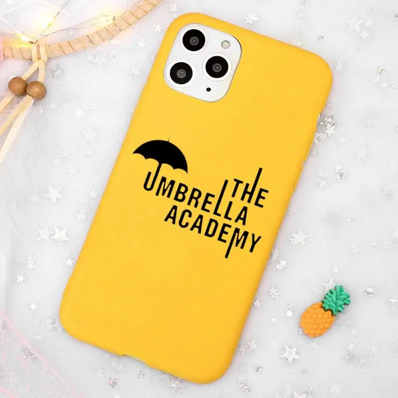 

Luxury Umbrella Academy Artistic design Phone Case Candy Color Yellow for iPhone 11 12 pro XS MAX 8 7 6 6S Plus X 5S SE 2020 XR