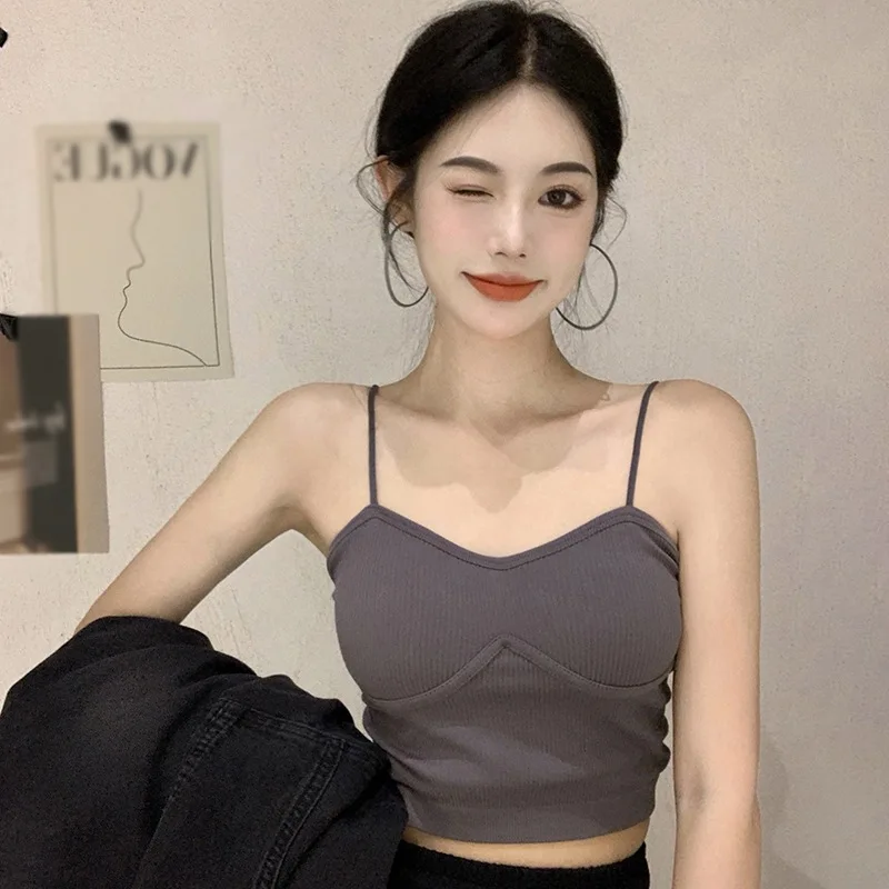 

Women Knitted Tank Tops Fashion Sexy V-Neck Sleeveless Short Female Camis Corset Casual Solid Color Women's Clothing