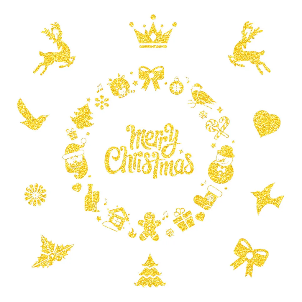 2020 Рождественская Наклейка на стену Золотая наклейка для дома Рождественское