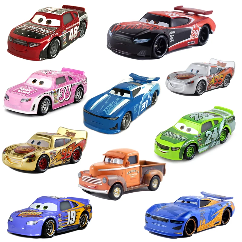 

Disney Pixar Cars 2 3 Lightning McQueen Mater Jackson Storm Ramirez 1:55 Diecast Vehicle Red No.48 No.28 Toy Car Boys Kids Gifts