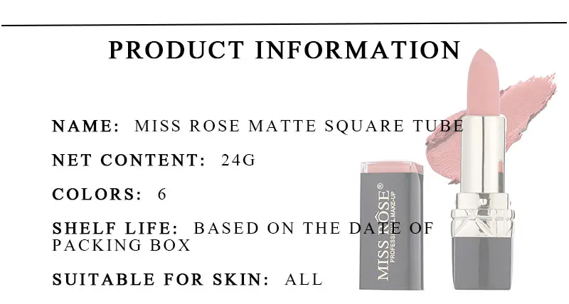 Горячая MISS ROSE макияж Обнаженная бархатная губная помада матовая Batom стойкий Водонепроницаемый увлажняющий матовый карандаш для губ Maquiagem