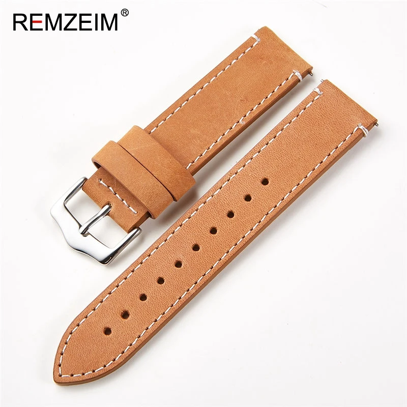 Ремешок REMZEIM из вощеной кожи для Samsung Galaxy Watch 46 мм 42 Active 2 40 44 кожаный браслет Gear S3 S2 22
