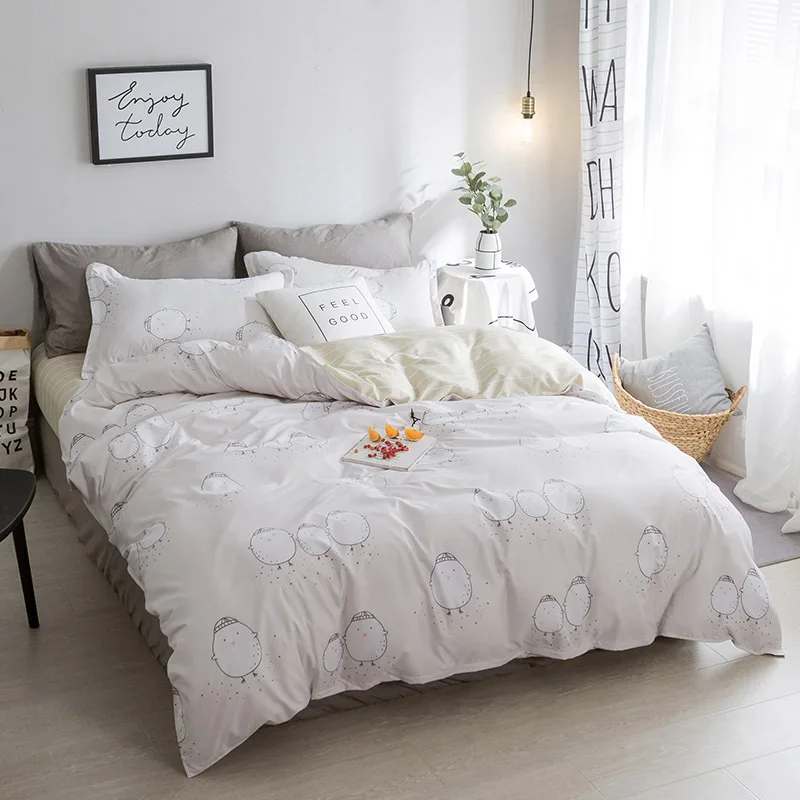 Комплект постельного белья из мягкой хлопковой ткани 3/4 шт. пододеяльник