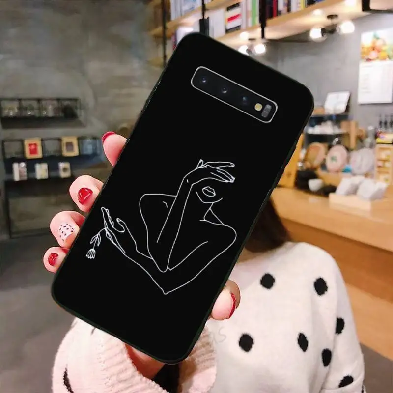 

Elegant Beauty Curved Line Phone Case For Samsung A50 A51 A71 A20E A20S S10 S20 S21 S30 Plus ultra 5G M11 funda shell