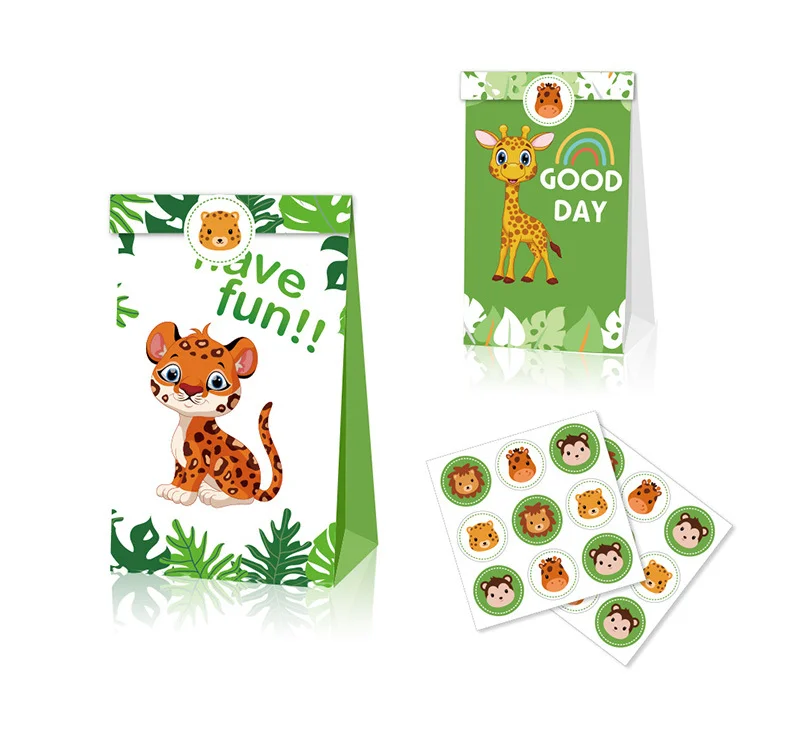 24 шт тема джунглей мешок для конфет на вечеринку бумажные подарочные пакеты