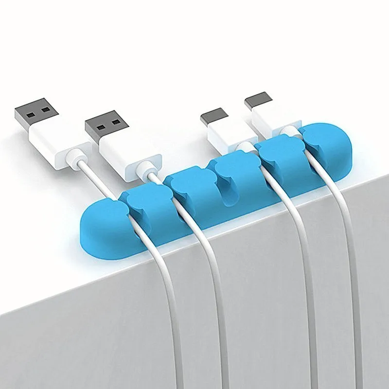 USB Cable Holder Silicone Cable Organizer Flexible Cable Winder Earphone Winder Mouse Headphone Wire Charger Desktop Management