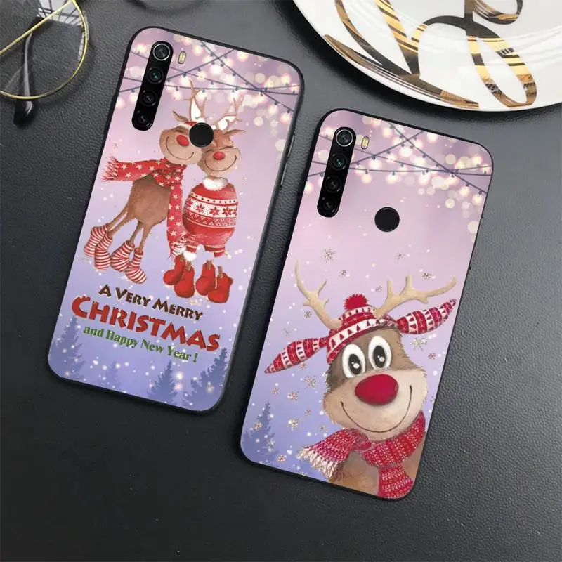 

Merry Christmas Elk Bear Light Phone Case For Xiaomi Redmi note 7 8 9 t max3 s 10 pro lite coque shell cover funda
