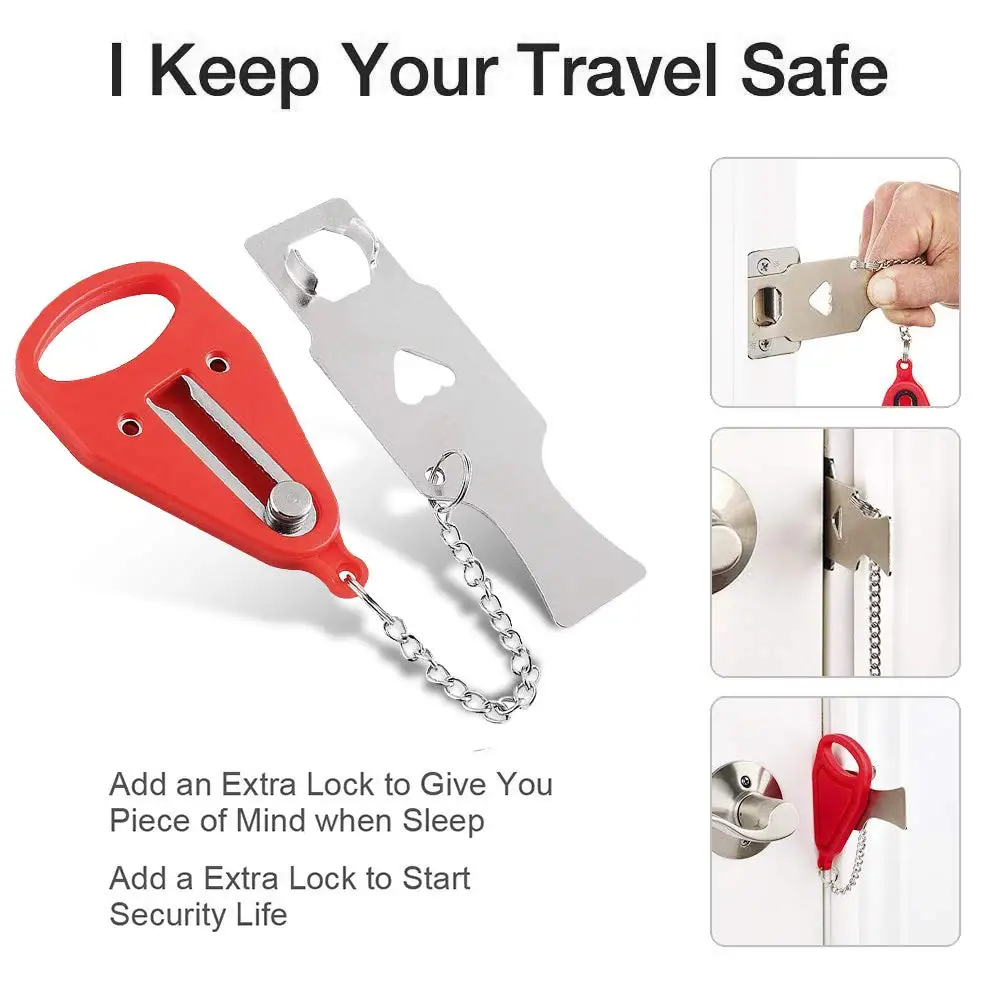 Портативный дверной замок и для путешествий дополнительный защитный твердый