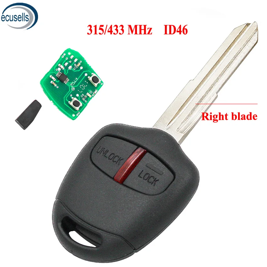 Пульт дистанционного управления с 2 кнопками для Mitsubishi Lancer Outlander ID46 Chip PCF7936 315