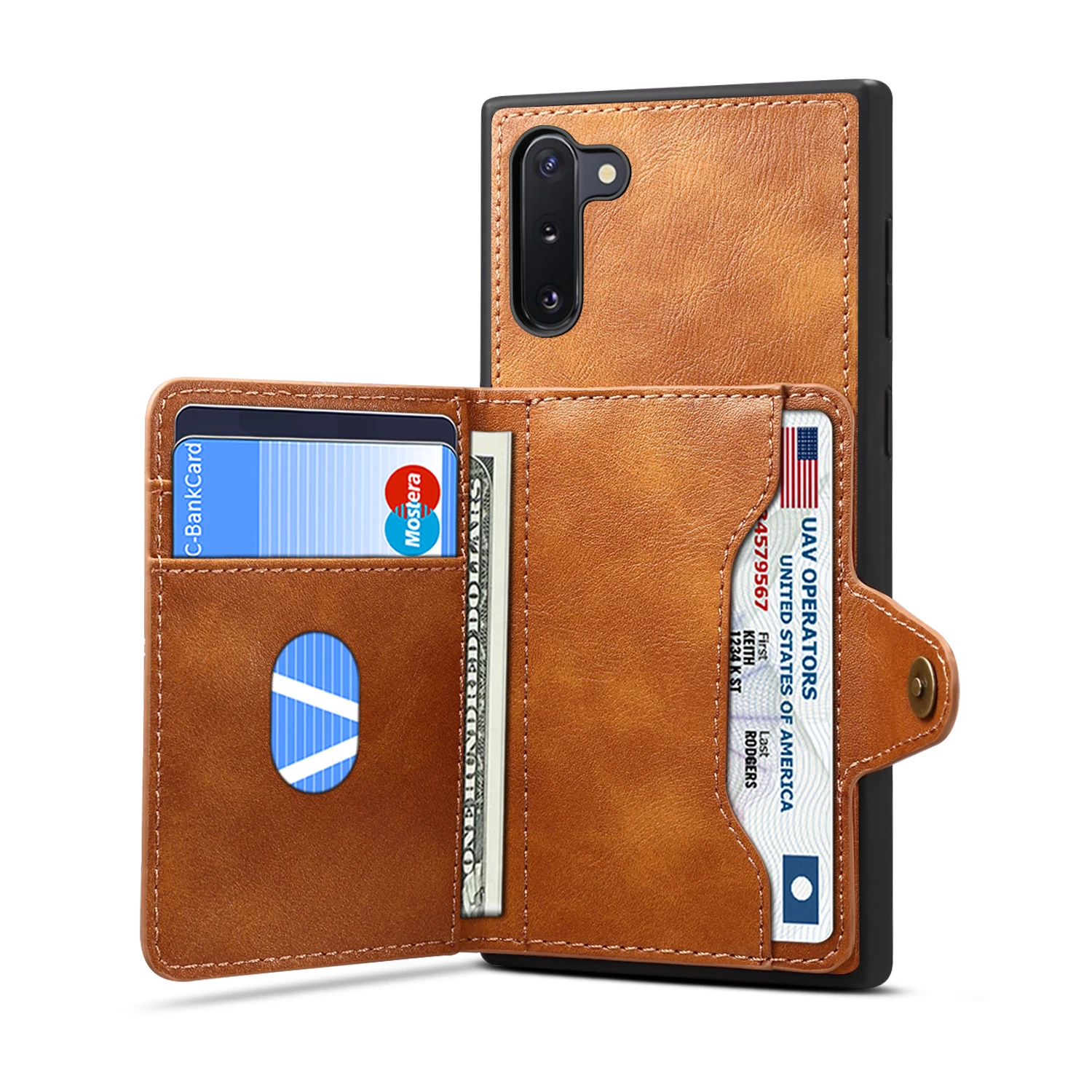 Для samsung Galaxy Note 10 Plus кожаный чехол-кошелек для samsung Note 10 Note10 слоты для карт подставка держатель чехол для телефона - Цвет: Коричневый