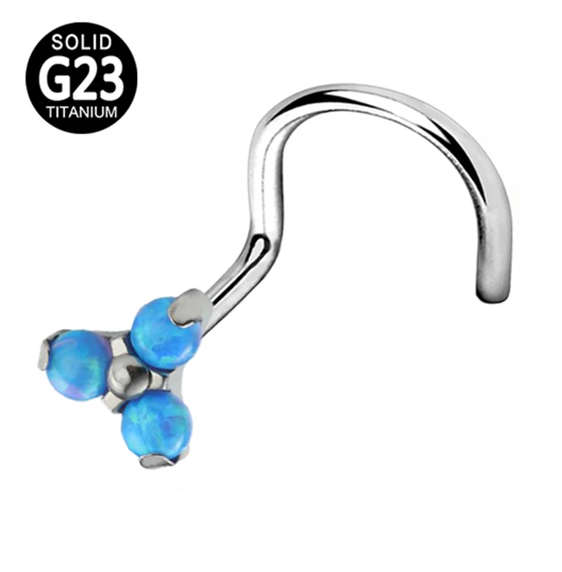 

Nose Screw 3 Opal Stone Prong G23 Titanium Hooks Bar Pin Nostril Piercings Earring Nose Bone Stud Rings Jewelry Wholesale