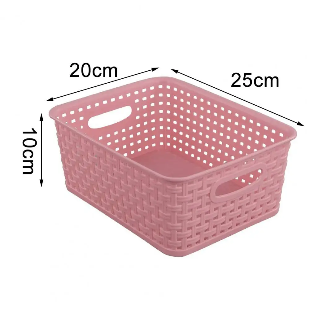 

6Pcs Sundries Storage Basket Fine Workmanship Concise PP Plastic Double-handle Woven Storage Bin for Food Drink Vegetable