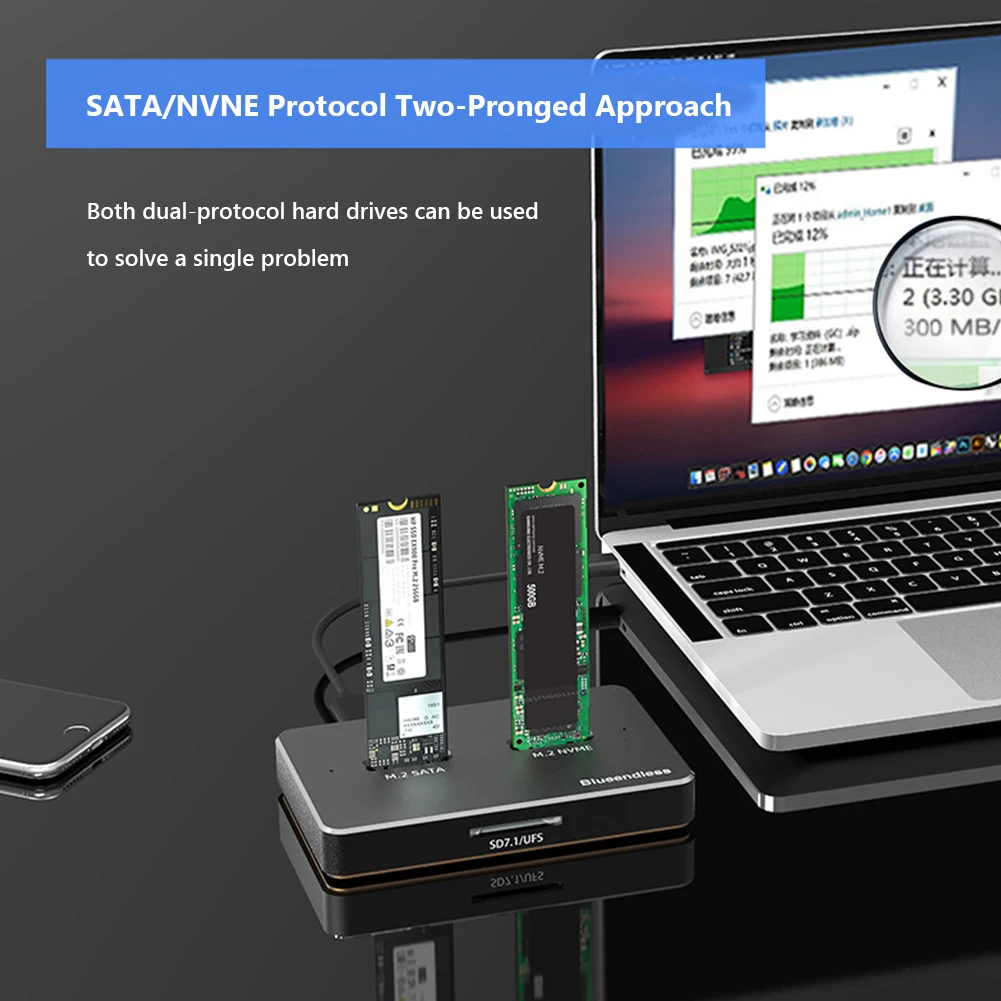 M.2 NVMe SSD HDD Case USB3.1 SATA NVMe Aluminum Alloy Metal Hard Drive Disk Box External Closure Hard Case for PC