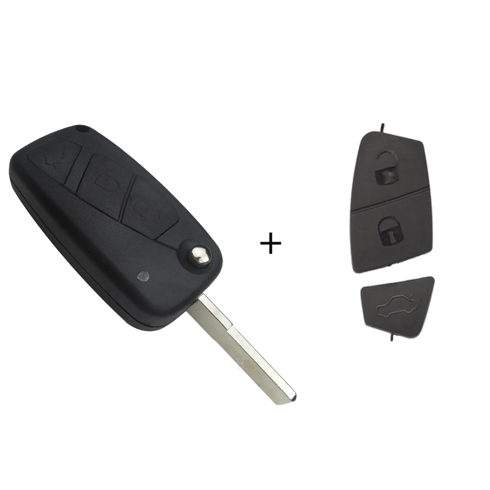 black shell and pad OkeyTech 3 автомобильный ключ с кнопкой чехол оболочка для Fiat 500 Punto Stilo Ducato Panda Doblo Bravo Авто Флип складной с Pad Uncut Blade - Цвет: black shell and pad