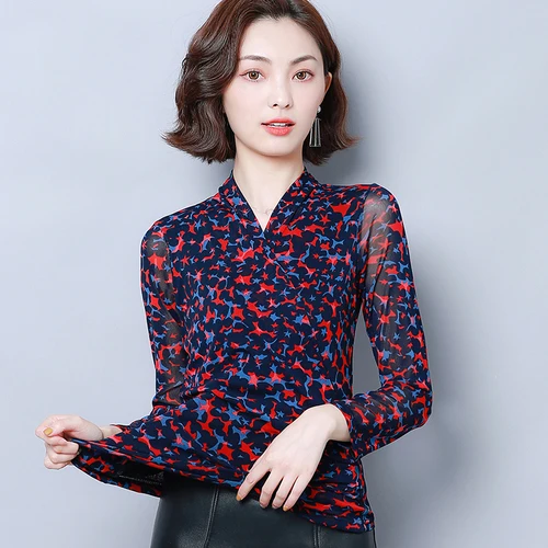 Осень-зима 2020 новая стильная женская блузка с v-образным вырезом индивидуальным