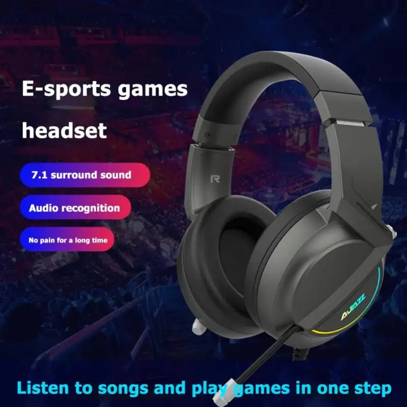 

AX365 Gaming Headsets USB Wired 7.1 Stereo Surround Sound LED Light Headphone Noise Canceling Microphone Over-head Headsets