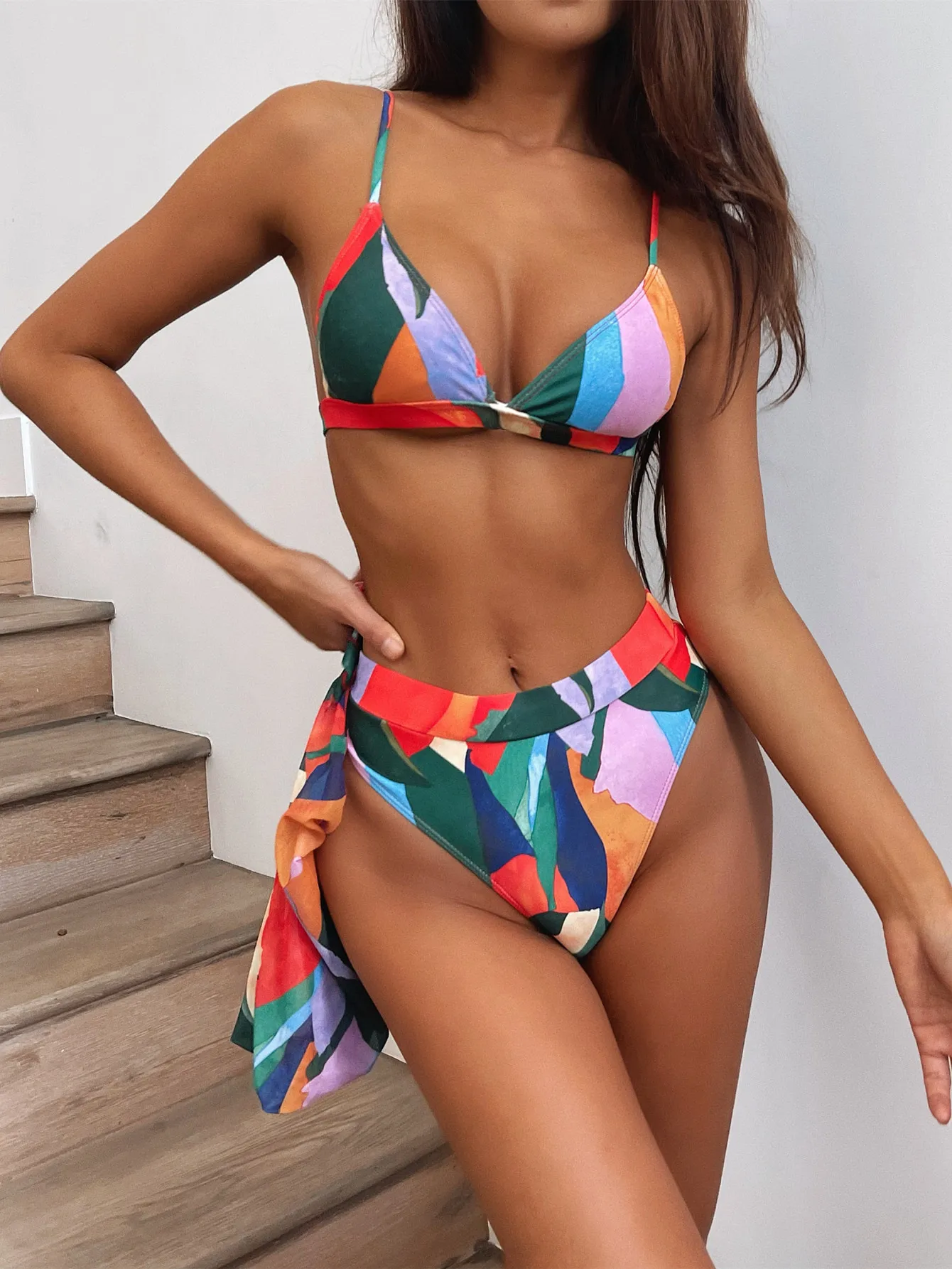 

Three-piece Bikini 2021 New Ladies Print Split Swimwear
