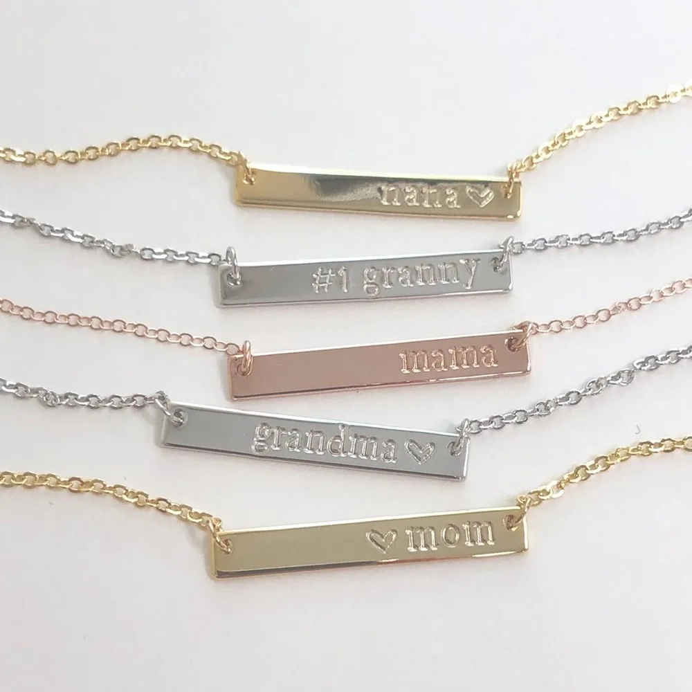 

Gold Name Bar Necklace, Dainty Name Necklace, Initial Necklace, Bridesmaid Gift, Love Gift, Customized Necklace, Birthday Gift