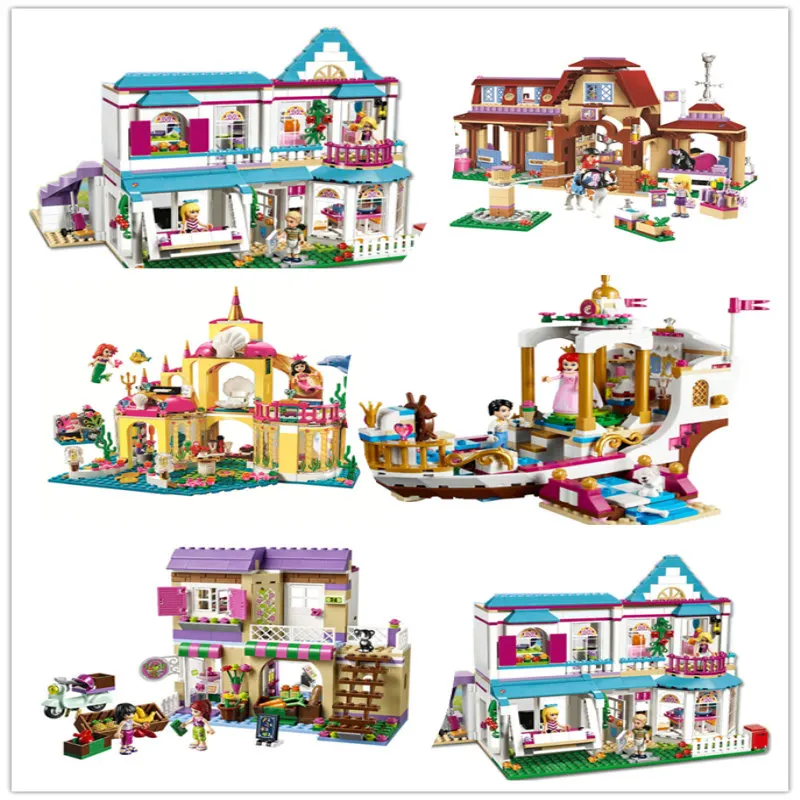 Belle Legoings замок Принцесса Девушки Ариэль Эльза Фигурки кирпичи девушки друзья