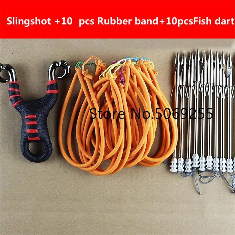 Outdoor Powerful Multi-Function Fishing Shooting Slingshot Catapult Hunting Sling Shot with Rubber Band Fishing Darts Arrow