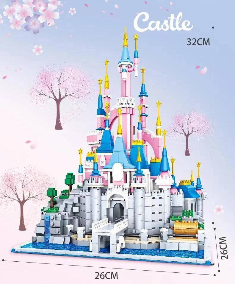 

Disney Dream castle Snow World Series Magical Ice Castle Set Girls Building Blocks Bricks Toys Girl Friend For Christmas Gifts